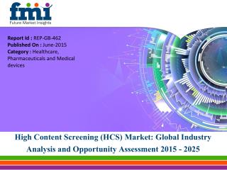 Global High Content Screening (HCS) Market Anticipated to be Worth US$ 382.9 Mn by 2020