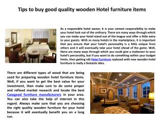 Tips to buy good quality wooden Hotel furniture items