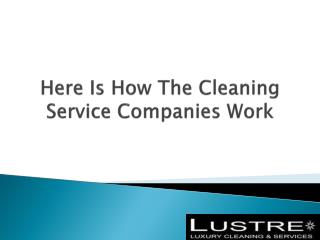Here Is How The Cleaning Service Companies Work