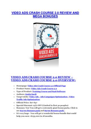 Video Ads Crash Course 2 Review-(FREE) $32,000 Bonus & Discount