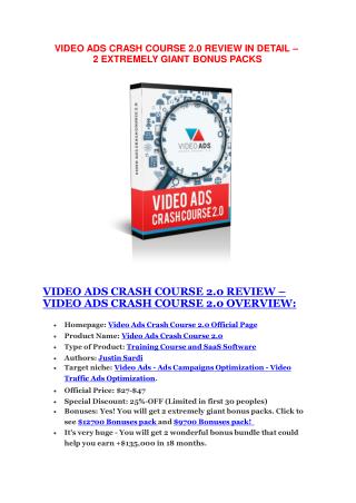 Video Ads Crash Course 2 Review-(FREE) $32,000 Bonus & Discount