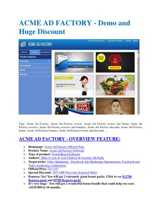 Acme Ad Factory review & bonus - I was Shocked!