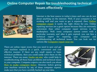 Online Computer Repair for troubleshooting technical issues effectively