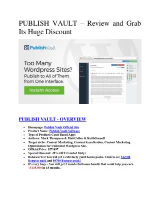 Publish Vault review and giant bonus with 100 items