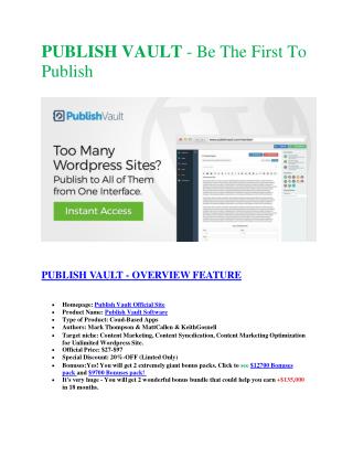 Publish Vault review in particular - Publish Vault bonus