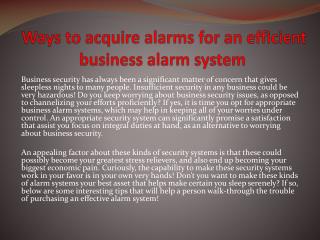 Ways to acquire alarms for an efficient business alarm system