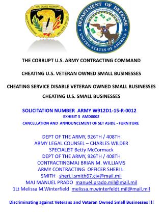 Blog 23 USMC 20150725 SOLICITATION NUMBER ARMY W912D1-15-R-0012 -EXHIBIT 3 AMD0002 CANCELLATION AND ANNOUNCEMEN