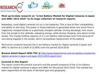 Li-Ion Battery Market for Digital Cameras in Japan and APAC 2015-2019