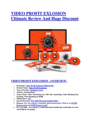 Video Profit Explosion review - Video Profit Explosion 100 bonus items