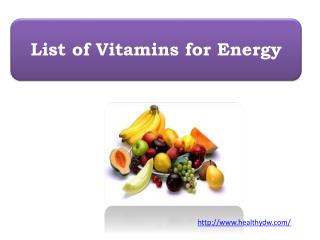 List of Vitamins for Energy
