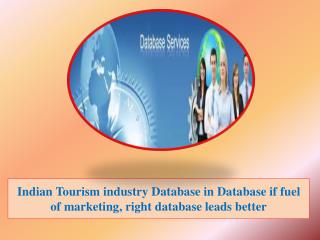 Indian Tourism industry Database in Database if fuel of marketing, right database leads better