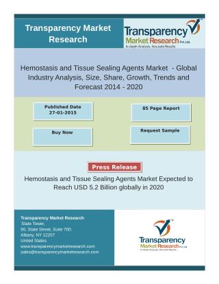 Hemostasis and Tissue Sealing Agents Market Expected to Reach USD 5.2 Billion globally in 2020