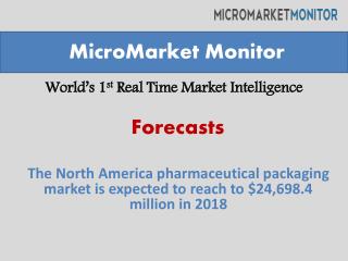 The North America pharmaceutical packaging market is expected to reach to $24,698.4 million in 2018