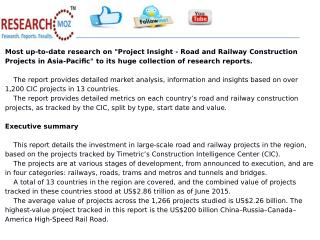 Project Insight - Road and Railway Construction Projects in Asia-Pacific