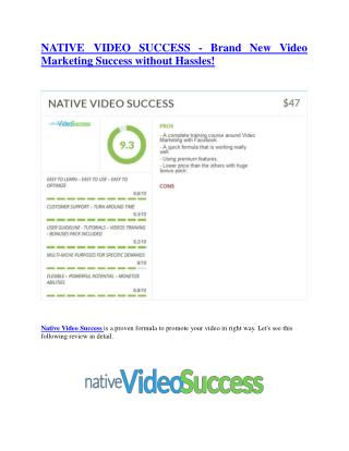 Native Video Success review demo and premium bonus