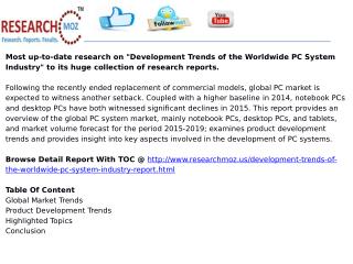 Development Trends of the Worldwide PC System Industry