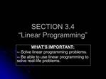 SECTION 3.4 Linear Programming