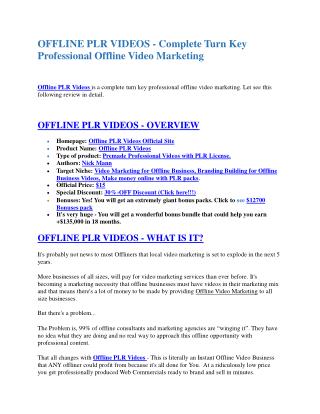 Offline PLR Videos review demo & BIG bonuses pack