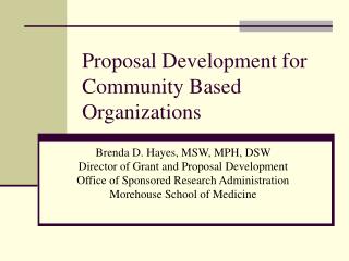 Proposal Development for Community Based Organizations