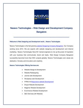 Web Design and Development Company Bangalore