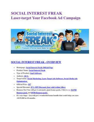 Social Insterest Freak review & SECRETS bonus of Social Insterest Freak
