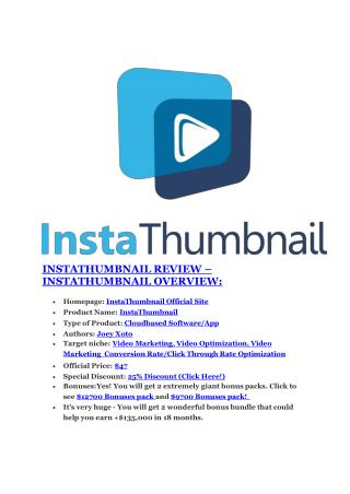 InstaThumbnail review and (FREE) $12,700 bonus-InstaThumbnail Discount