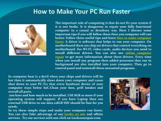 How to Make Your PC Run Faster