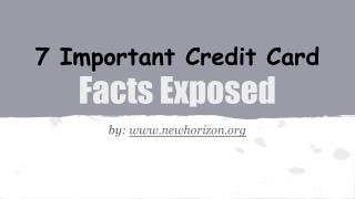 Important Credit Card Facts Exposed