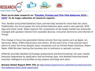 Flexible, Printed and Thin Film Batteries 2015 – 2025