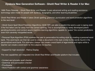 Dyslexia New Generation Software - Ghotit Real Writer & Reader 4 for Mac