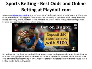 Sports Betting - Best Odds and Online Betting at Playdoit.com