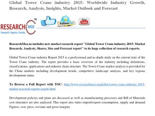 Global Tower Crane industry 2015 Recent Research Reports