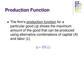 Production Function