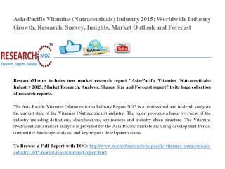 Asia-Pacific Vitamins (Nutraceuticals) Industry 2015 Market Research Report
