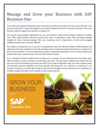 Manage and Grow your Business with SAP Business One