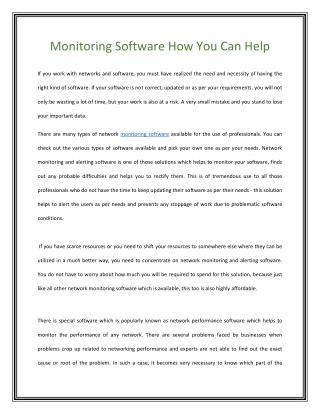 Monitoring software how you can help