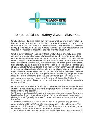 Tempered Glass - Safety Glass – Glass-Rite