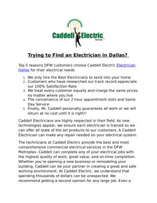 Trying to Find an Electrician in Dallas?
