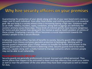 Why hire security officers on your premises