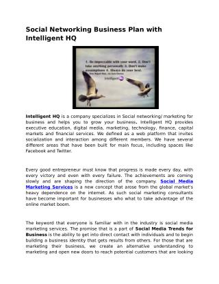 Social Networking Business Plan
