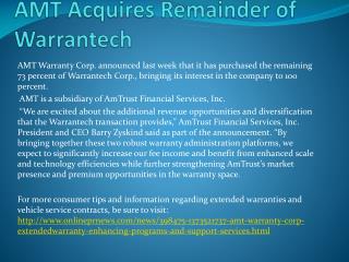 AMT Acquires Remainder of Warrantech