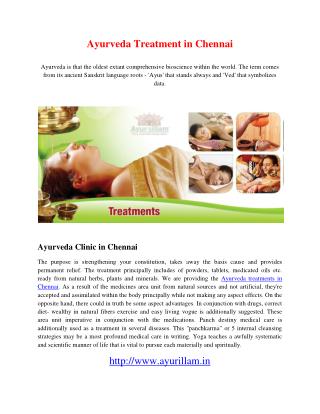 Ayurveda Treatment in Chennai