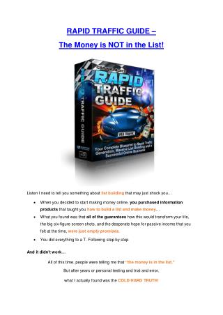 Rapid Traffic Guide review in detail and massive bonuses included