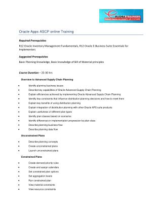 Oracle Apps ASCP online Training