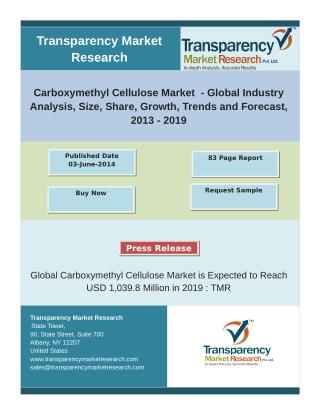 Carboxymethyl Cellulose Market - Size, Share, Growth, Trends and Forecast