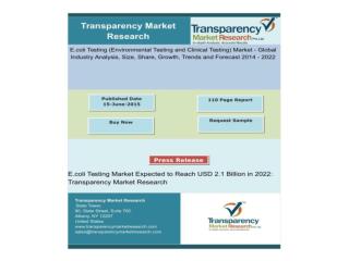 E.coli Testing Market Expected to Reach USD 2.1 Billion in 2022