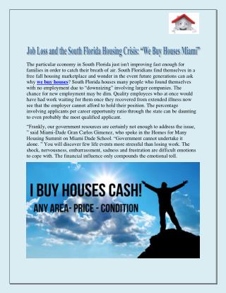 We Buy Houses South Florida