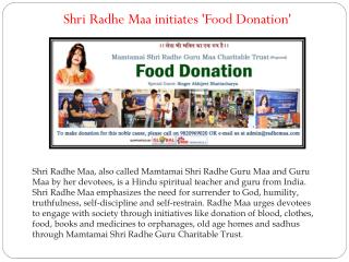 Shri Radhe Maa initiates 'Food Donation'