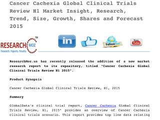 Cancer Cachexia Global Clinical Trials Review H1 2015