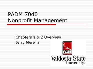 PADM 7040 Nonprofit Management